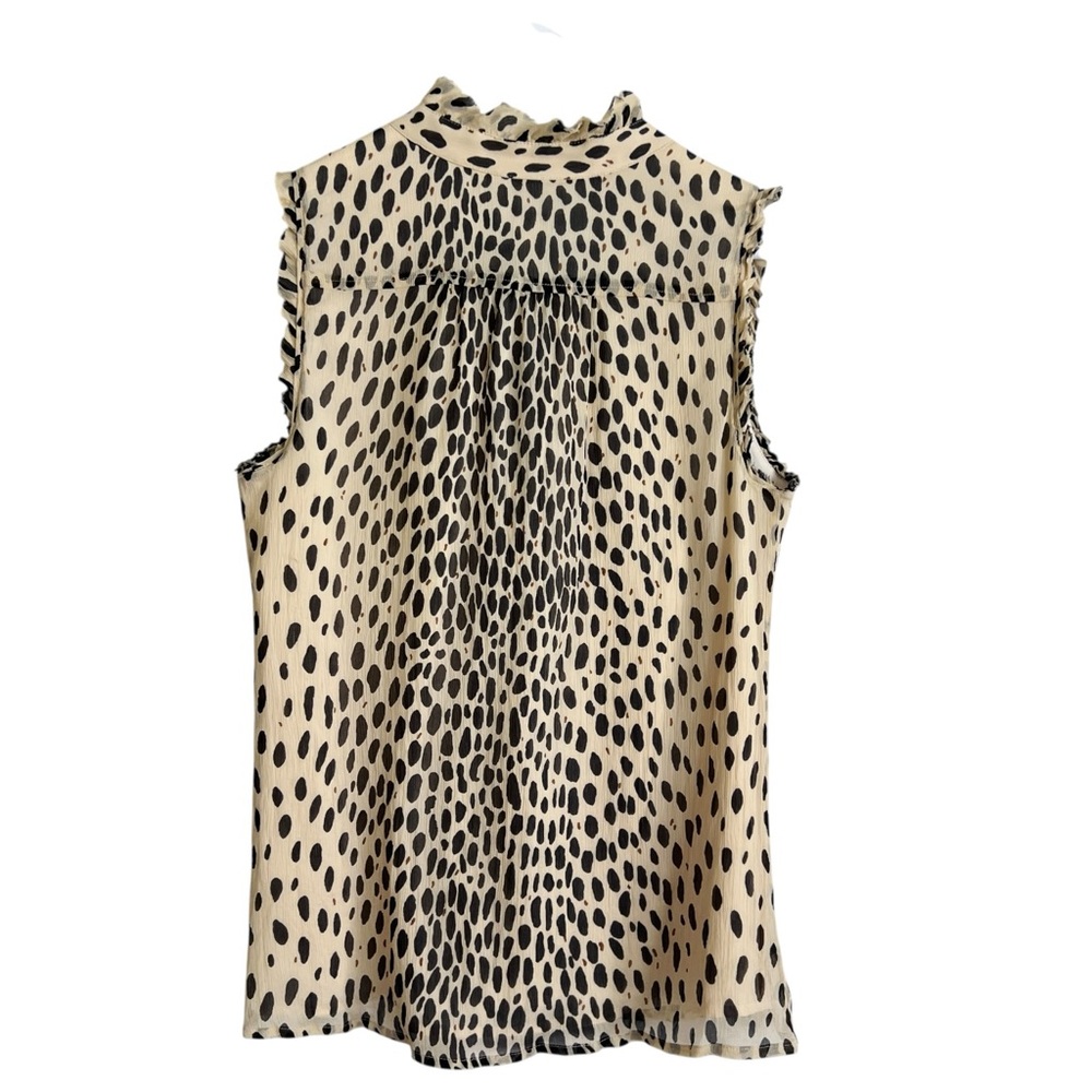J. Crew Silk Leopard Animal Print Ruffle Blouse Cream Ivory Tan Black Sz 6 - Picture 15 of 17